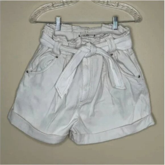 We The Free Nova Denim Paperbag Boho Shorts Belted Plume Cream Size Small - Picture 8 of 8